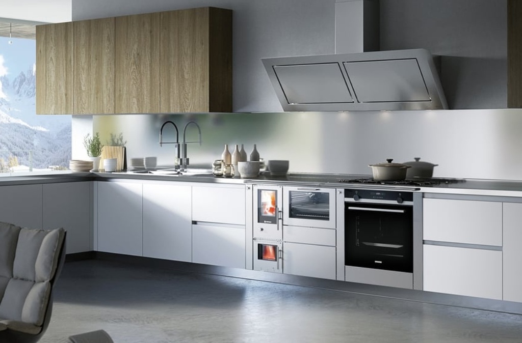 CUISINIERE BOIS CHAUDIERE PERTINGER A FLAMME INVERSEE 100