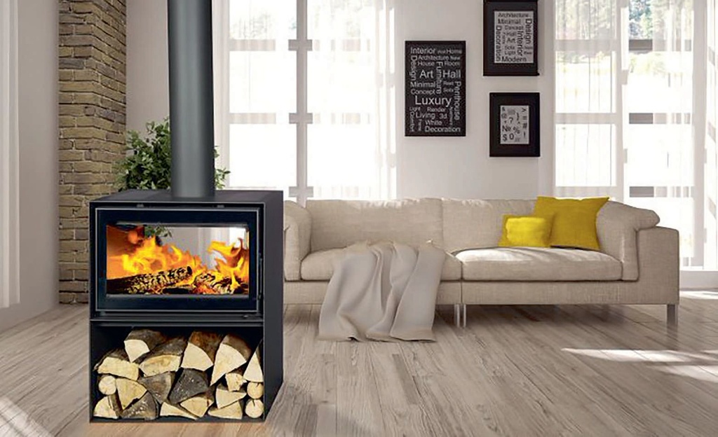 POELE BOIS JIDE MODUL-ART WOODBOX 77 PORTE NEW-LOOK 9 KW