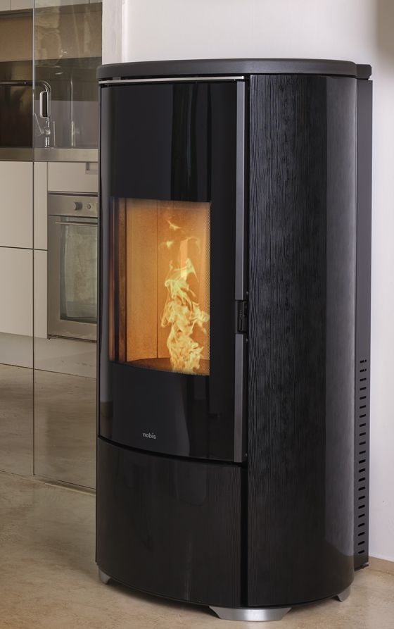 POELE PELLETS NOBIS A8 V ROUND GLASS NOIR 8 KW